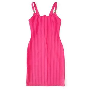 Versace Jeans Couture Vintage 1995 Spring Summer Hot Pink Dress sz 40IT 4US